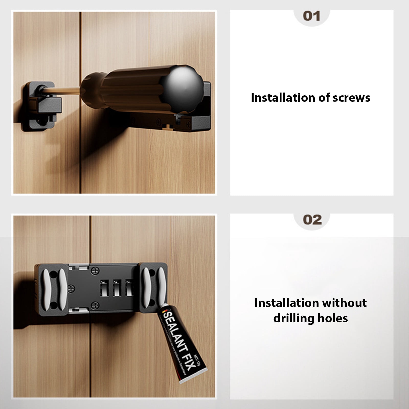 Furniture Security Lock 3 Digit Code Adjustable Cabinet Password Lock Keyless Door Bolt for Cabinets Drawers and Lockers