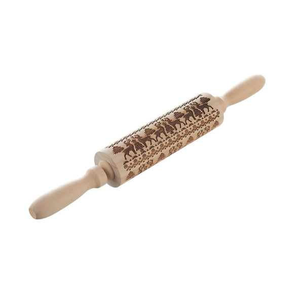 simhoa Embossed Wood Rolling Pin Cute Cookie Stamps Roller for Cookies Pastry Dough Luli