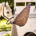 thumbnail image 2 of Paquete de 2 redes de heno de alimentación lenta de 42 pulgadas para caballos, (rojas), orificios pequeños fuertes y suaves de 2 x 2 pulgadas, cuerda de nailon para colgar, comedero de viaje ajustable, 2 of 4