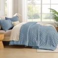 thumbnail image 7 of Greyish Blue Comforter Set Full Size, Boho Soft Warm Tufted Bedding Comforter Sets for Full Size Bed, 3 Pieces Aesthetic Chevron Farmhouse Cute Bohemian Textured Bed Set, 7 of 7