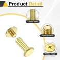 thumbnail image 4 of Uxcell 50set Chicago Screw M5 x 14mm 16mm Length Metal Phillips Nail Rivet Stud Screw Bolts Rivets Binding Post Screw for DIY Leather Belt Bag Craft Bookbinding, Gold, 4 of 7