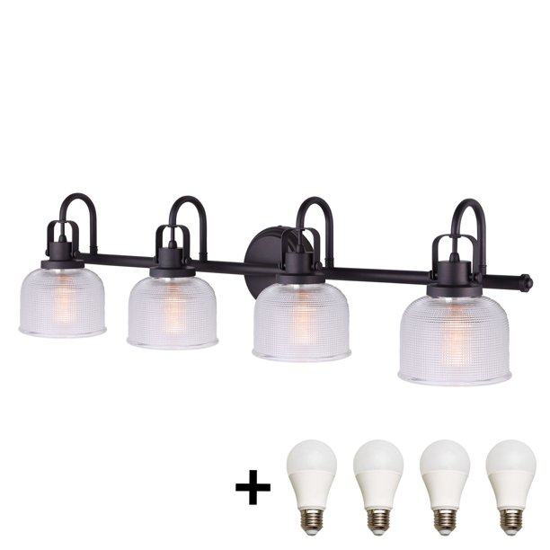 Bennington Soho 4 Bulb Vanity Light Oil Rubbed Bronze With Clear Double Prismatic Glass Bulbs Walmart Com Walmart Com