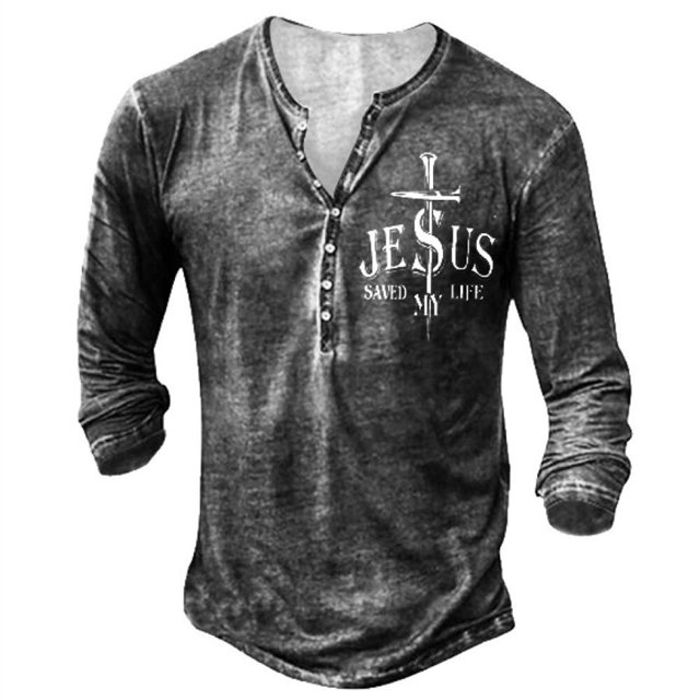 Camiseta Vintage para hombre, camisa de manga larga con cuello en V de imitación de algodón, ropa informal de gran tamaño, Camisa estampada con ancla de barco, otoño