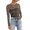 Brown Leopard Print, variant on Fashion Black Blouses for Women Long Sleeve Sheer Mesh Stretchy Shirts See Through Lace Tops Party Clothes