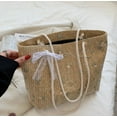 thumbnail image 3 of Straw Bags for Women, Shoulder Bag, Hobo Small Fresh Retro Casual Tote Bag for Daily, Elegant Bow Flower Shaped Decor Handbag is A Memorable Gift Idea for This Summer, White, 3 of 7