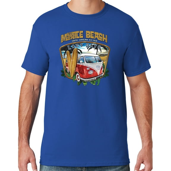Mens LAZY DAYS MYRTLE BEACH South Carolina T-shirt, 4XL Royal Blue