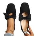 thumbnail image 4 of DIVVce Satin Bow Square Toe Ballet Flats For Women Closed Slip On Comfort Casual Dress Footwear, 4 of 8