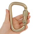 thumbnail image 2 of 45KN Mousqueton Clip Crochet Acier D-Anneau Vis Serrure Roche Mousqueton Clips Extérieur D Escalade Or, 2 of 9