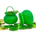 thumbnail image 5 of St. Patrick's Day Green Cauldron Bucket Tabletop Ornament, Plastic Coin & Storage Treat Holder for Irish Holiday Decor & Parties, 5 of 6