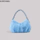 thumbnail image 5 of Bolso de temperamento para mujer, bolso de mano de felpa, bolso de mano de piel, bolso de hombro mullido, bolso de mano de diseñador de lujo con asa superior, 5 of 5