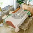 thumbnail image 5 of 60x84inches Mid Century Tablecloths Boho Rainbow Abstract Geometric Green Leaves Table Cloth Waterproof Wrinkle Free Table Cloth Cover for Kitchen Dining Room Party Camping Picnic Home Decor, 5 of 7