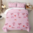 thumbnail image 2 of Erosebridal Kawaii Red Strawberry Twin Quilt Set for Girls,Cartoon Floral Bow Knot Twin Coverlet Set Teens, 2 of 7