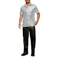 thumbnail image 2 of INSPIRE CHIC Sequin Shirts for Men's Glitter 70s Disco Shirt Button Down Short Sleeve Metallic Tops XL Silver, 2 of 6