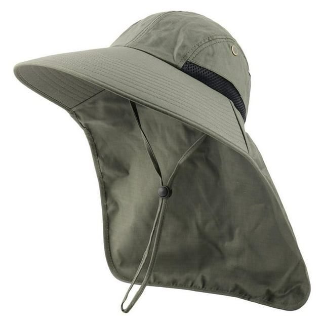 Outdoor Sun Hat for Men with 50+ UPF Protection Safari Cap Wide Brim Fishing Hat with Neck Flap