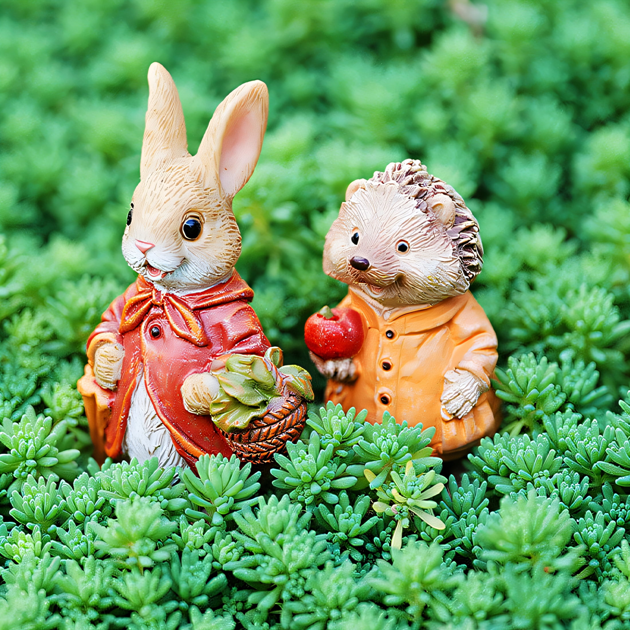ICERUN 3Pcs Garden Statues,Resin Rabbit Sculpture Yard Decor,Fade Resistant Garden Statues for Outside,Style2