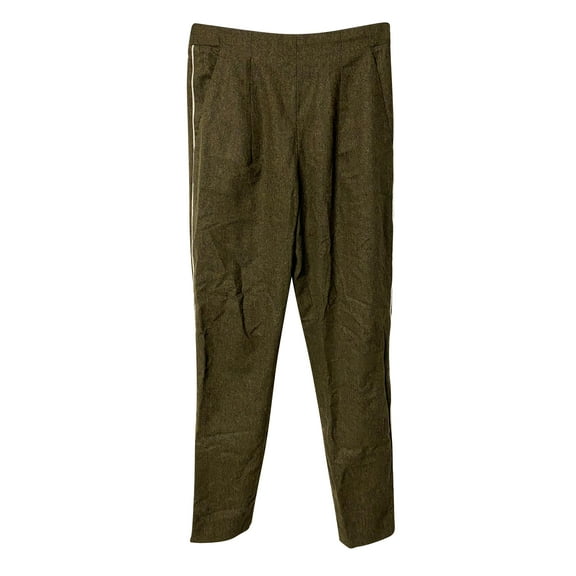 Pre-Owned Fendi Tailored Pants with Side Stripe in Green Virgin Wool