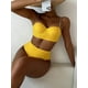 thumbnail image 4 of Bikini de realce para mujer, traje de baño liso con parte superior envolvente, cadena con aros, correas en los hombros, cintura alta, traje de baño para playa, 4 of 5