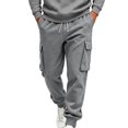 thumbnail image 3 of Men’s 2 Piece Tracksuit Outfit Set, Button Placket Pullover Hoodie with Kangaroo Pocket, Drawstring Cargo Jogger Pants with Multi‑Side Pockets, Daily Walking Outdoor Wear XXL, 3 of 4
