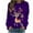 Purple, variant on Tetras Hooded Sweatshirt Women 2025,Women Fashion Casual Print Round Neck Loose Long Sleeve T-Shirt,Sweatshirts Blouse
