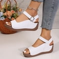 thumbnail image 4 of Rokment Womens Orthopedic Platform Wedges Walking Sandals 2026 Summer Fashion Casual Comfortable Leather Ankle Strap Chunky High Heel Non Slip Work Beach Dress Sandals White Size 9.5, 4 of 8