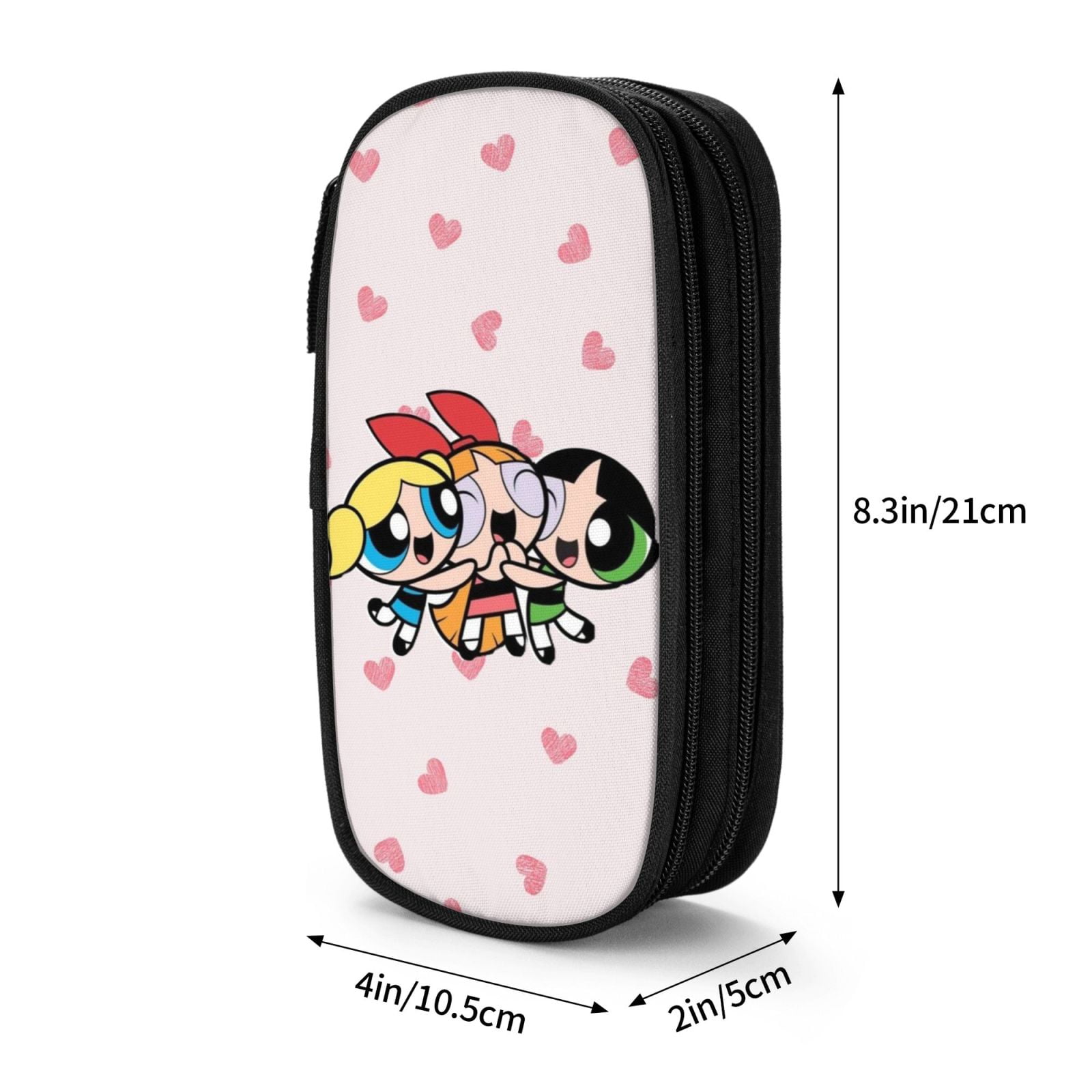 The Powerpuff Gi-rls Pencil Case Large Capacity Pencil Pouch Pen Bag Office Stationery Organizer Travel Makeup Bag Black