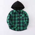 thumbnail image 2 of KPOPLK Toddler Baby Boy Long Sleeve Hooded Top Fall Winter Kids Flannel Plaid Shirts Button Down Jacket Outfit Clothes 6 9 12 Months 2t 3t 4t 5t 6t 7t Green Size 6-12 Months, 2 of 8