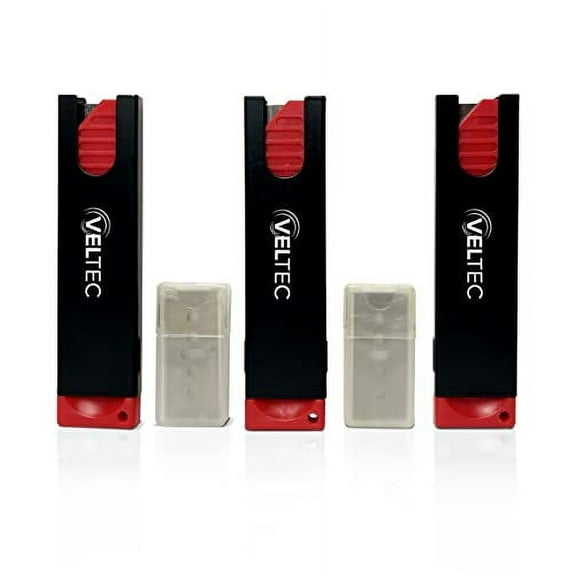Veltec Auto Retractable Safety Utility Box Cutters, 3 Pack Cutters with 10 Extra Blades (VC800)