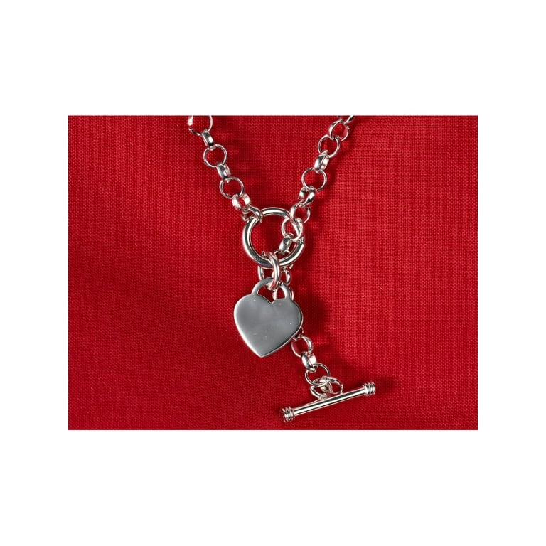 Heart charm toggle necklace in sterling silver online