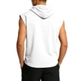 thumbnail image 4 of Men's Hooded Tank Top Sleeveless Drawstring Hooded Tank Tops Gym Bodybuilding Cut Off Workout Muscle Tee Shirt Tee Shirt,White S, 4 of 6