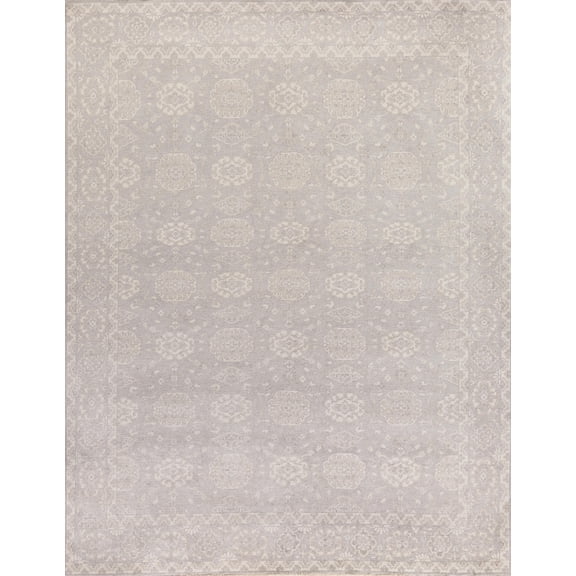 Exquisite Rugs Restoration Light Blue/Beige New Zealand Wool Hand-Knotted Area Rug