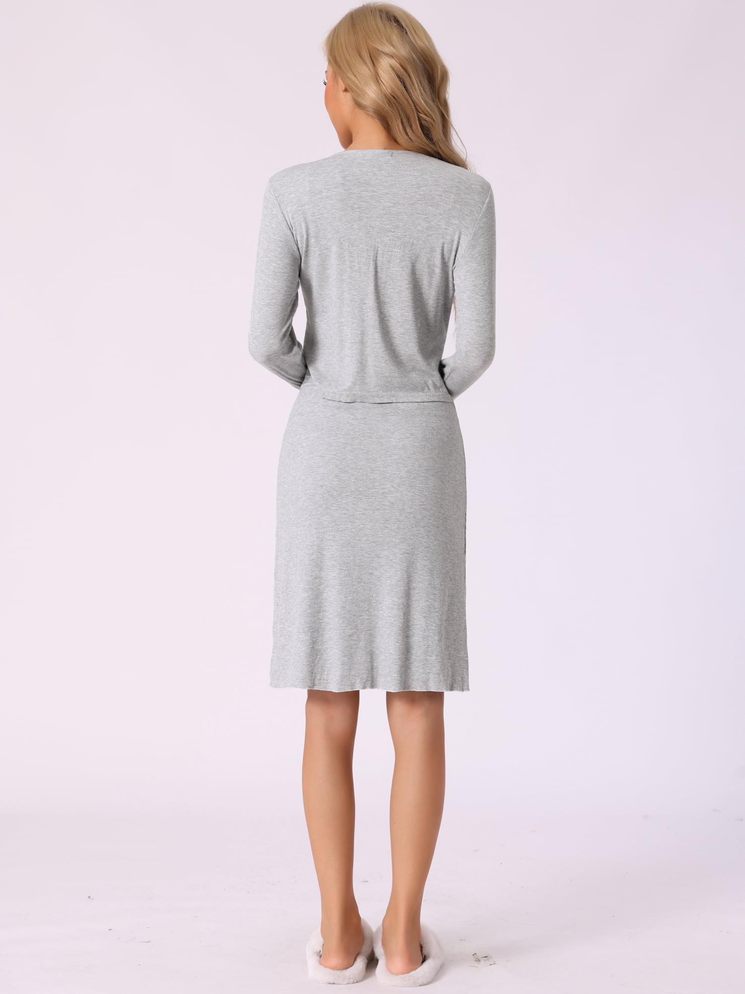 DARING DIVA Women's Rayon Spaghetti Strap V Neck Knee Length Night Dresswear XL Gray