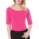 thumbnail image 2 of INSPIRE CHIC Camisetas de Cuello Barco para Mujeres de Manga Corta Ajustadas Suaves T-Shirt 3XL Rosa Fucsia, 2 of 7