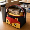 thumbnail image 2 of Cute Cartoon Fox Insulated Lunch Tote Bag for Kids, Black Animal Print Portable Thermal Cooler Handbag for School Picnic Travel Food Storage, 2 of 7