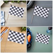 LOLIPPYY 16Pcs Handheld Racing Flags Black and White Checkered Flags for Racing Themed Party Supplies