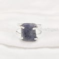 thumbnail image 3 of AAA Blue Sapphire Ring, Rough Blue Sapphire Ring, September Birthstone, 2 Hammered Band, 925 Sterling Silver, Womens Ring, Christmas, Thanksgiving, Handmade, Statement Jewelry, Rough Gemstone Jewelry, 3 of 5