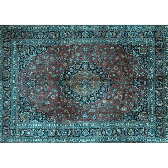 Ahgly Company Indoor Rectangle Medallion Light Blue Traditional Area Rugs, 2' x 5'