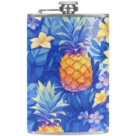 

josid Food Pattern 3.6x6in Stainless Steel Small Flask Leak-Proof Stainless Steel Construction Wrapped in Premium Two-Layer Leather Nano-Printed Design 227ml Capacity