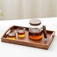 thumbnail image 2 of Shoreew Wooden Serving Tray Handmade Rectangular Tray Wood Coffee Table with Cut Out Handles for Party Serving Pastries Snacks Mini Bars Tray for Kitchen, 2 of 6