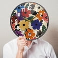 thumbnail image 6 of Yayeee Wall Clock Battery Operated 9.5" Silent Quartz Non-Ticking for Living Room Decor, Large Colorful Flowers Pattern, 6 of 8
