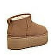 UGG Women's Boots Classic Ultra Mini Platform, Medium Flat Heel Flat Toe Chestnut, 8
