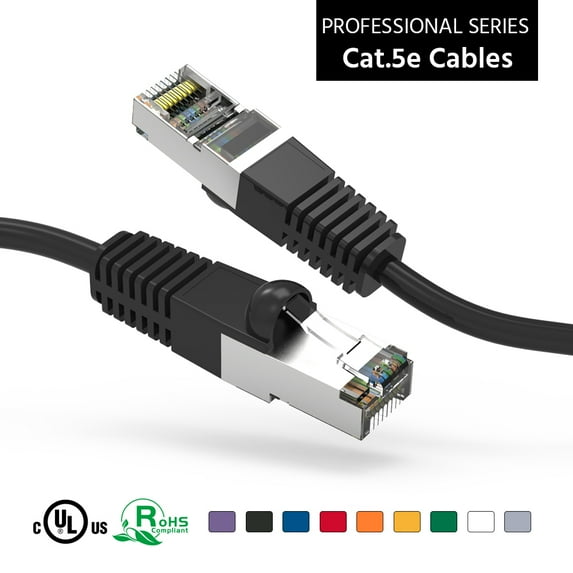 ACCL 4Ft Cat5E Shielded (FTP) Ethernet Network Booted Cable Black, 3 Pack