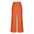 thumbnail image 5 of Women Wide Leg Dress Pants High Waist Elastic Back Business Casual Flowy Work Trousers Office Palazzo with Pockets Orange, 5 of 7