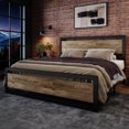 thumbnail image 3 of Einfach King Size Metal Platform Bed Frame with Wooden Headboard & Footboard, Brown, 3 of 4