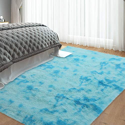 Navy Area Rug for Bedroom, Extra Large 9' x 12'Rugs Shag Rugs for Living Room Furry Rugs for Girls Boys Room Shaggy Rug for Kids Baby Room Home Decor Rug Carpets, Dark Navy
