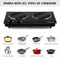 thumbnail image 5 of CUSIMAX 1800W Electric Hot Plate, Portable Infrared Double Burner Cooktop, Ceramic Glass Countertop Stove, Electric Griddle Skillet Grill for Cooking, 5 of 9