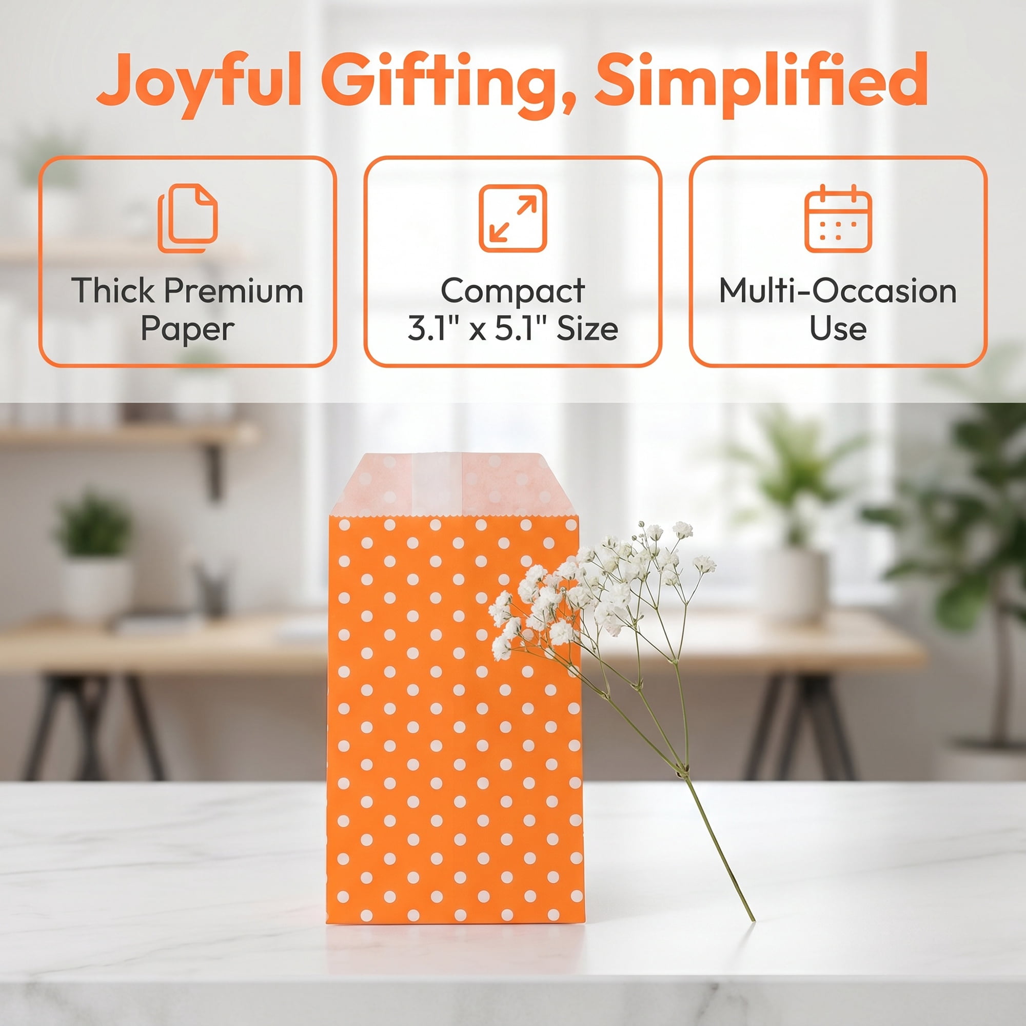 Unique Bargains 6Pcs Elegant Mini Gift Bags for Everyday Use Orange 3.1" x 5.1"