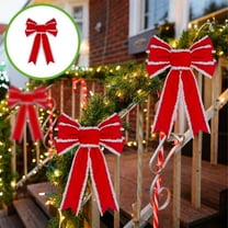 Antqov Large Velvet Christmas Bows for Wreath Front Door Wall Decor, Gilt Edged Stripe Bow Christmas Decorations for Party Holiday Decor
