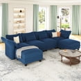 thumbnail image 5 of NYBOPAVIS Modular Sectional Sofa, 6 Seat Modular Sectional Sofa with Storage, 25.6" Deep Seat Velvet Sofa Couch for Living Room Blue, 5 of 9