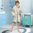 thumbnail image 5 of FORMRS Niños Bathrobe Unisex Hooded Robe Soft Plush Pajamas Sleepwear, Size 2-3T, Art Plant, 5 of 7