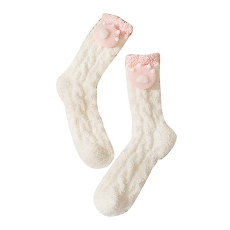 

GWAABD Ankle Running Socks for Women Winter Doll Socks Autumn and Winter Mid Tube Socks Coral Thickened Warm Stockings
